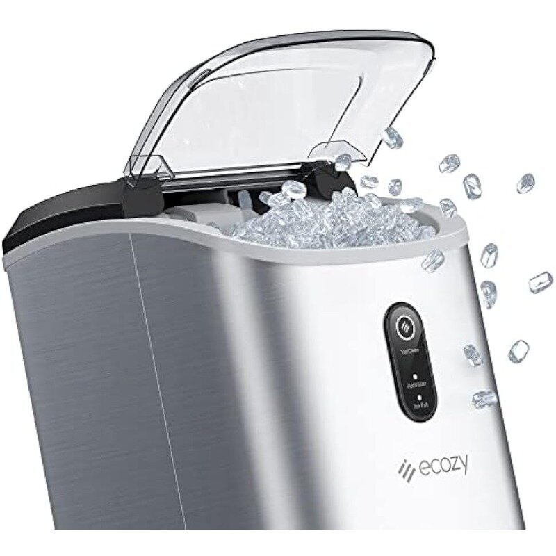 ecozy Nugget Ice Maker Countertop -  33 lbs Daily Output, Self-Cleaning  with Ice Bags