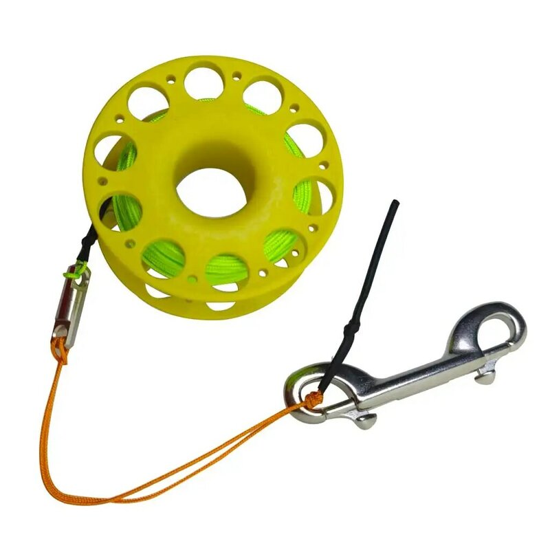 30M Scuba Diving Spool Finger Reel with Stainless Steel double ended hook Tech Snorkeling Equipment Cave Wreck Guide Line Reel