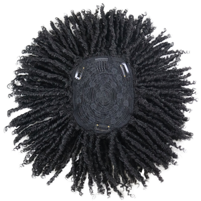 GNIMEGIL-peluca sintética trenzada de rastas cortas para hombres y mujeres, tupé con Clip, negro/marrón/Rubio, Afro