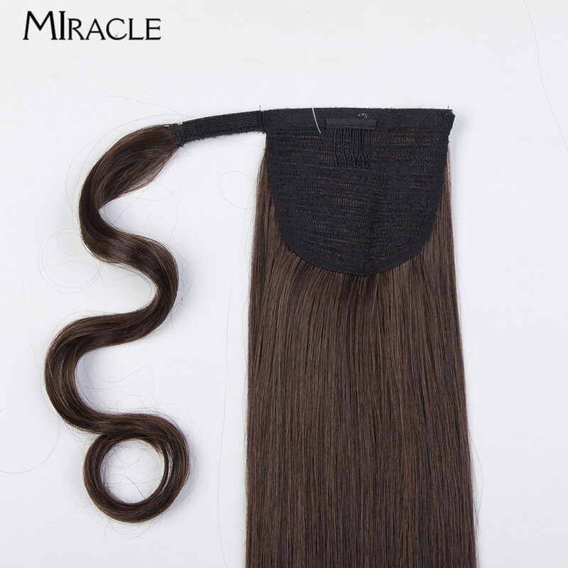 MIRACLE ekstensi rambut ekor kuda sintetis, ekstensi rambut palsu tahan panas 30 inci untuk ekor kuda poni