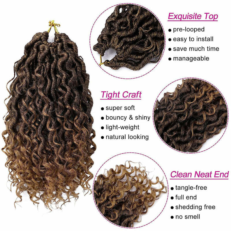 Extensión de cabello trenzado de onda oceánica Hawaiana para mujer, cabello rizado de ganchillo, diosa Locs, cabello sintético Premium, postizo de estilo bohemio