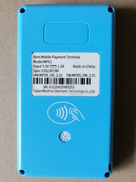 Terminal Mini POS móvel com Bluetooth, tudo em um, MSR, EMV, NFC, mPOS, MP63
