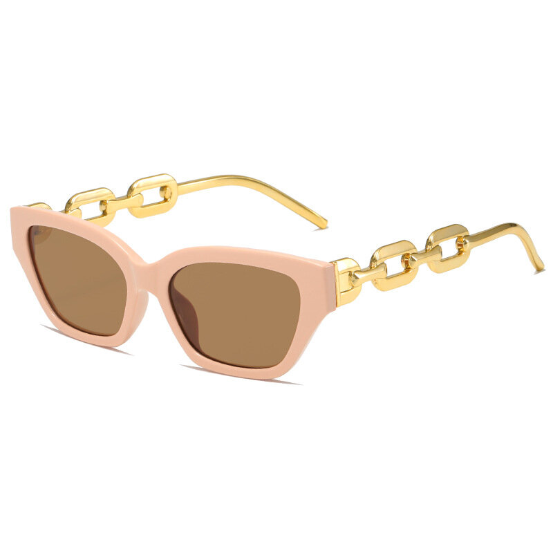 Óculos de sol vintage Cat Eye para mulheres, óculos dourados, marca designer, preto, feminino, UV400, nova moda