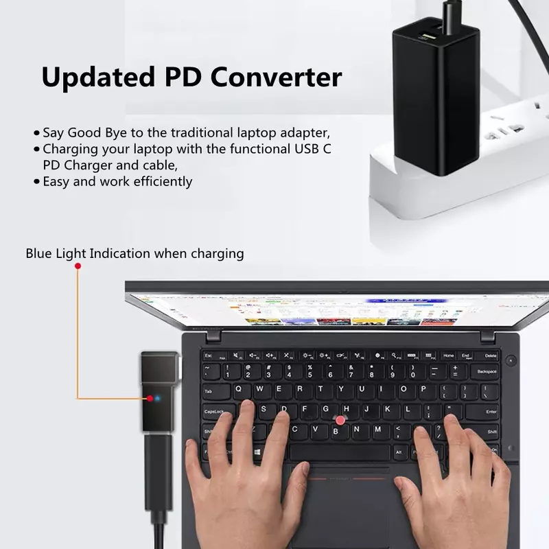 100W USB Tipe C Pengisi Daya Cepat Steker Adaptor Konektor Universal USB C Laptop Pengisi Daya Konverter untuk Dell Asus Hp Acer Lenovo