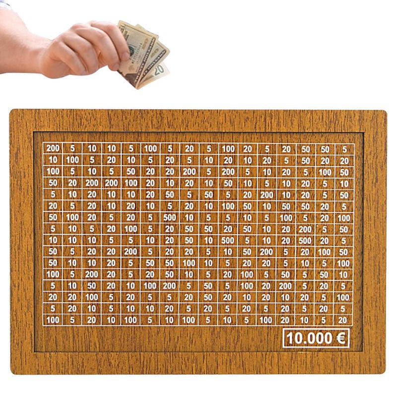 ديكور صندوق المال الخشبي الطبيعي مع عداد أصبع البنك اليدوية للأطفال الإبداعية توفير المال الهدف 10000 اليورو