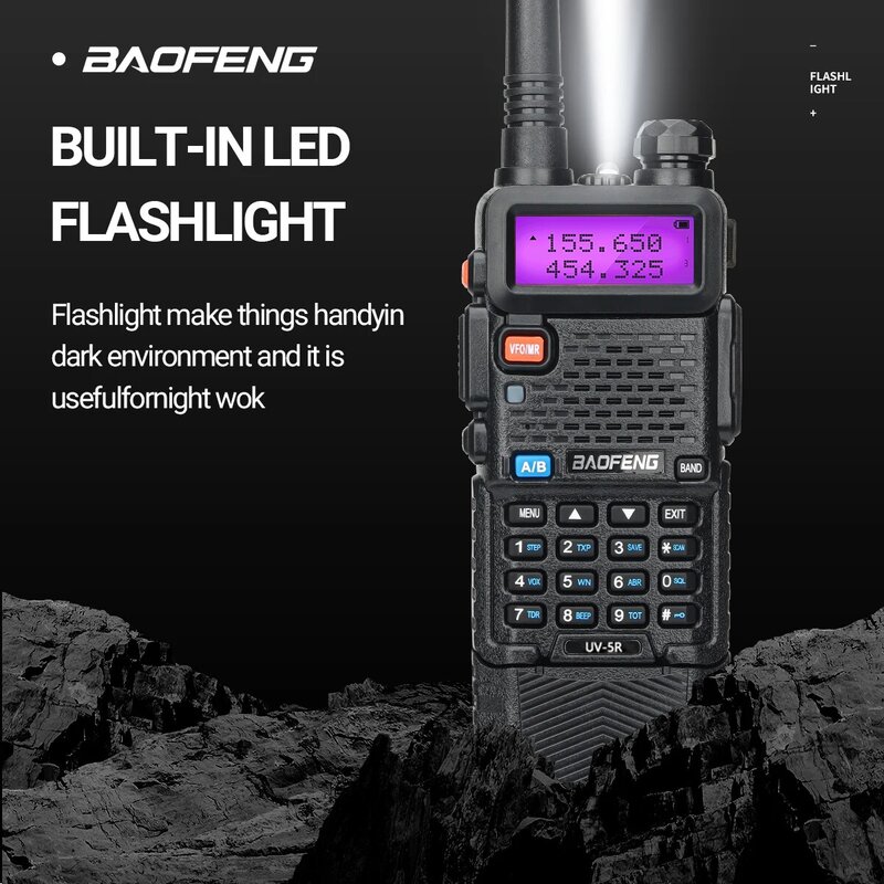 Baofeng Walkie Talkie UV 5R 3800mAh, pengisi daya USB jarak jauh UHF VHF Band ganda dua cara Radio penerima Ham Radio untuk UV K5