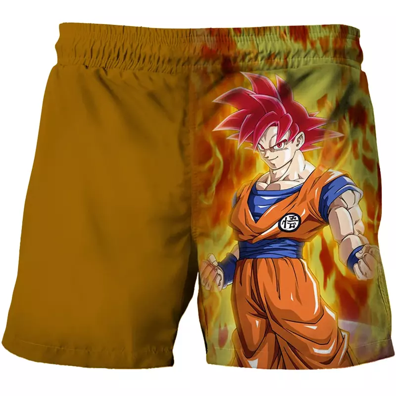 Pantalones cortos de Goku de Dragon Ball para niños, pantalones cortos de natación de secado rápido, pantalones cortos de playa con estampado de dibujos animados para jóvenes, Verano