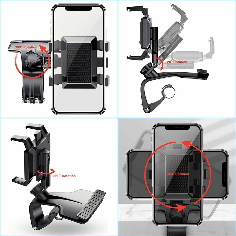 Anti-skid Dashboard Car Phone Holder 1200 Degree Mobile Phone Stands Rearview Mirror Sun Visor In Car GPS Navigation Bracket