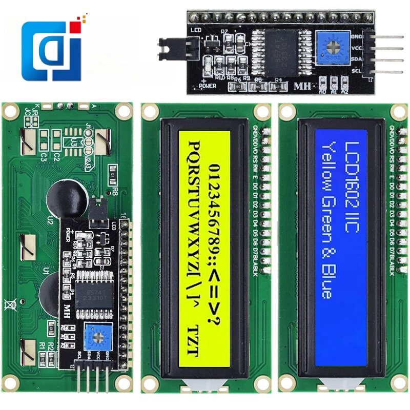 LCD1602 1602 LCD 모듈, 블루, 옐로우, 그린 스크린, 16x2 문자 LCD 디스플레이, PCF8574T, PCF8574, IIC I2C 인터페이스, 5V, Arduino