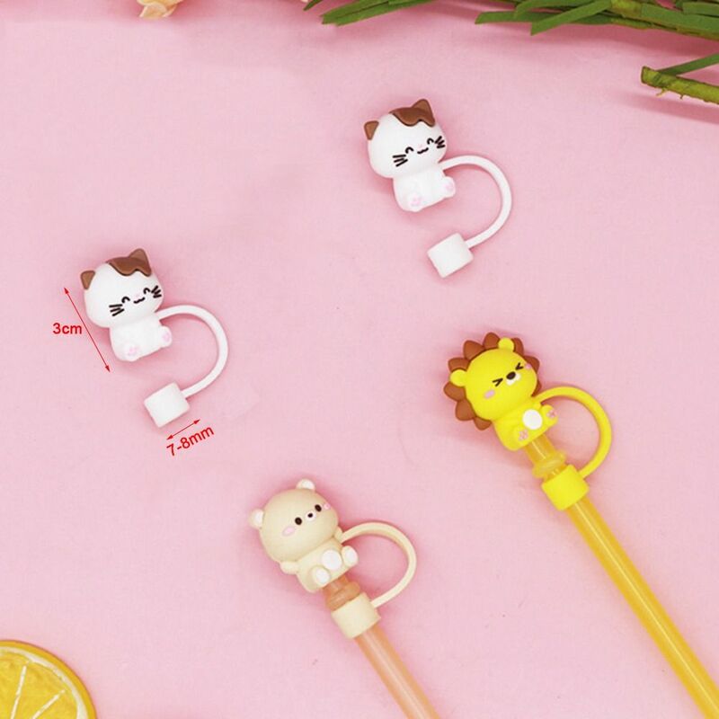 Creative Silicone Straw Stopper Reusable Dust Cap Glass Cup Accessories Cartoon Stopper Cover Kitchen Drink Cleaner