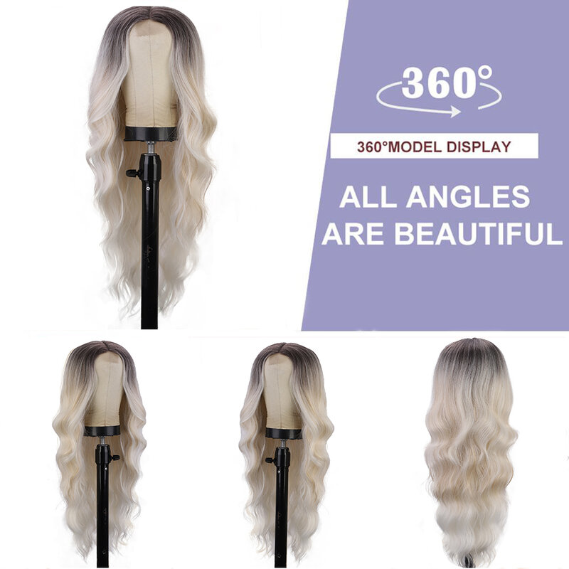 Черный волнистый синтетический парик, 26 дюймов, длинные натуральные волнистые волосы, парики для женщин, ежедневное использование, светлый термостойкий парик Омбре, косплей, имбирь