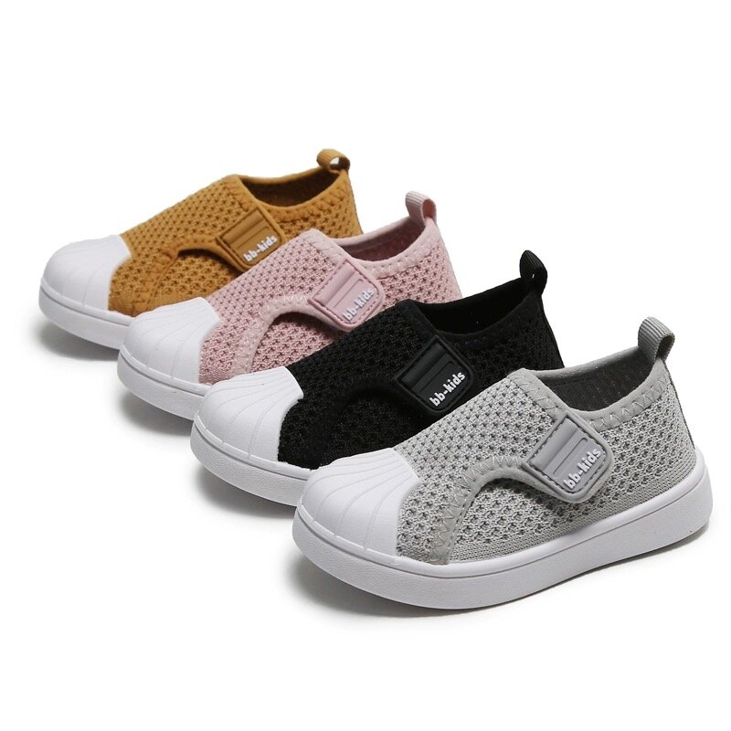 6M-4Y Girls Boys Fabric Knit  Autumn Casual Shoes Non-slip Rubber Sole Toddler Shoes Kids Slip on Solid Color Spring Sport Shoes