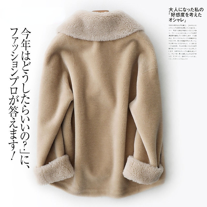 Manteau en laine d'agneau pour femme, veste de luxe, col coloré, sur optique, chaud, femme, tonte des moutons, Y884, hiver, haute qualité
