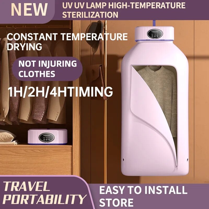 600w gefaltete elektrische Wäsche trockner Smart Wäsche ständer hängen Trockner Maschine tragbare Reise Warmluft trockner für Kleidung mit Timing