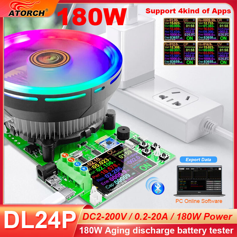Цветной USB-тестер постоянного тока DL24/P диагональю 2,4 дюйма, Электронная нагрузка, литиевый аккумулятор, монитор емкости, разрядка, мощность зарядки, устройство для проверки