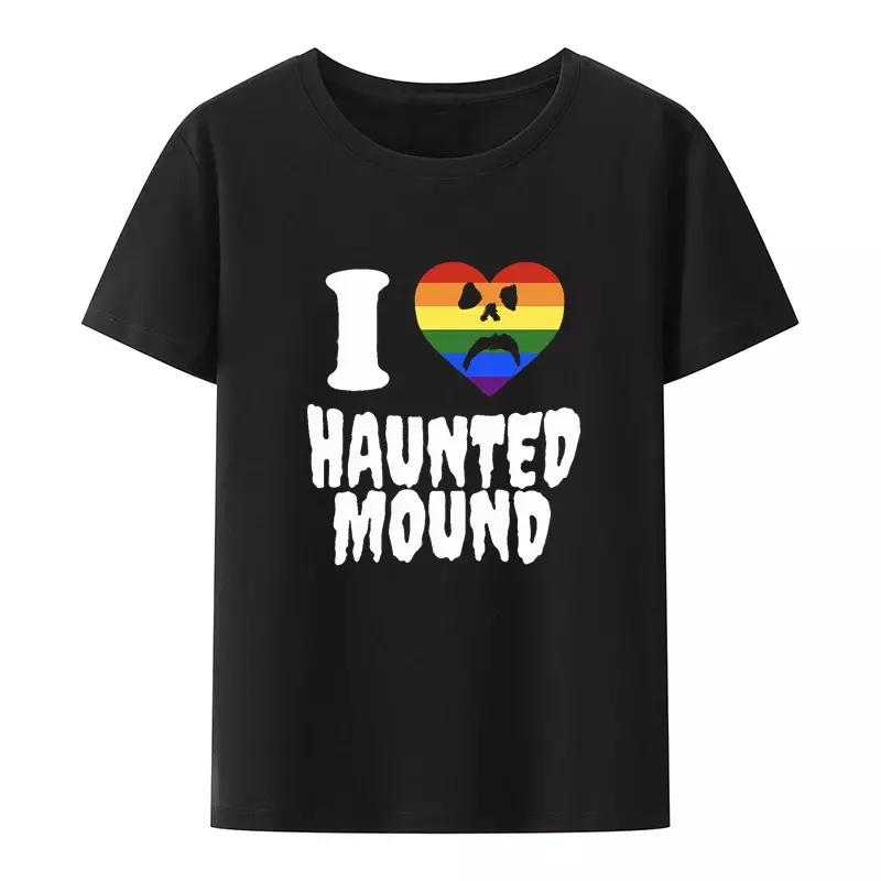 T-shirt manches courtes col rond femme, humoristique, en forme de cœur, sémataire, I Love Haunted Mound Man, tendance populaire