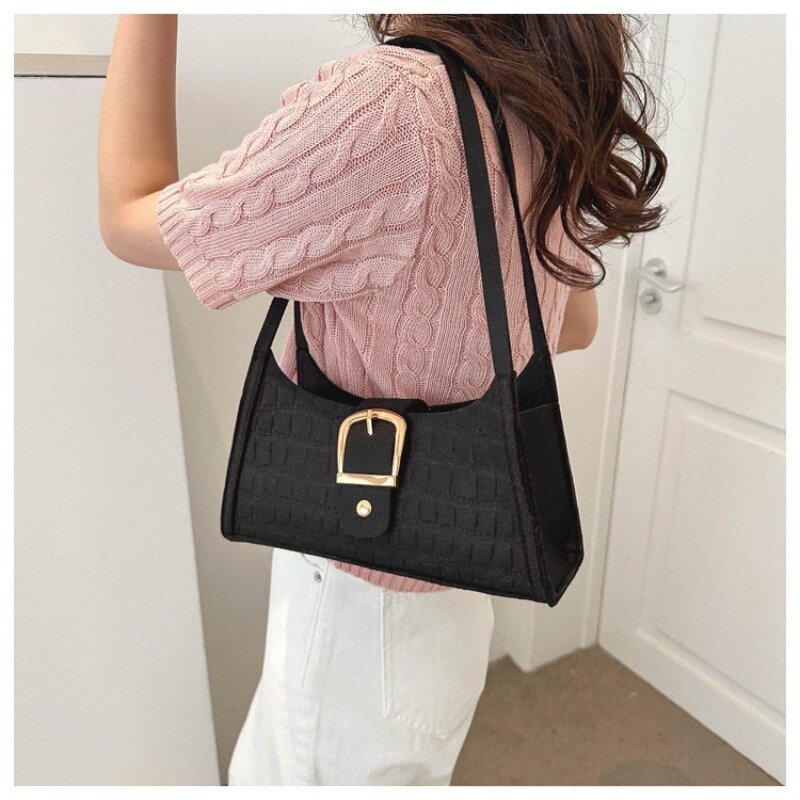 Популярная модная мягкая яркая фетровая маленькая сумка на плечо для женщин, летняя однотонная простая сумка через плечо