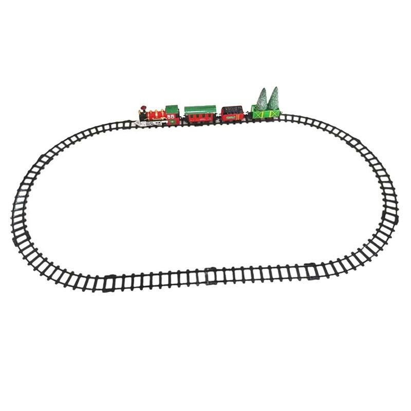 Set di treni elettrici con accessori, decorazioni per alberi di natale, giocattolo per bambini, giocattolo per binari ferroviari, giocattoli per treni per ragazze dei ragazzi,