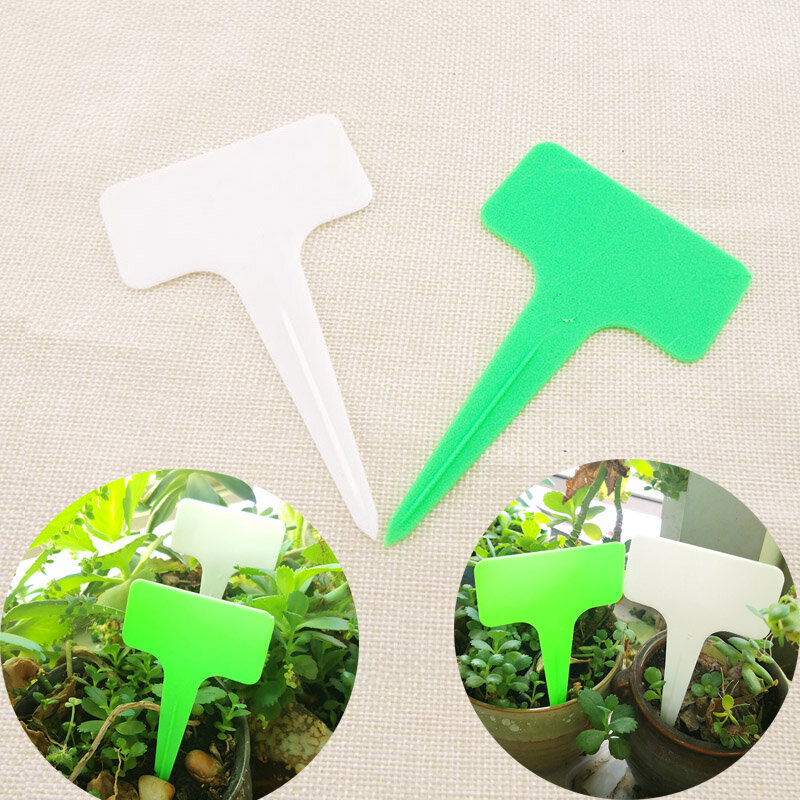 Etiqueta de plástico tipo T para plantas de jardín de guardería, marcador de maceta, herramienta de decoración de jardín DIY, placa de escritura, 50 piezas