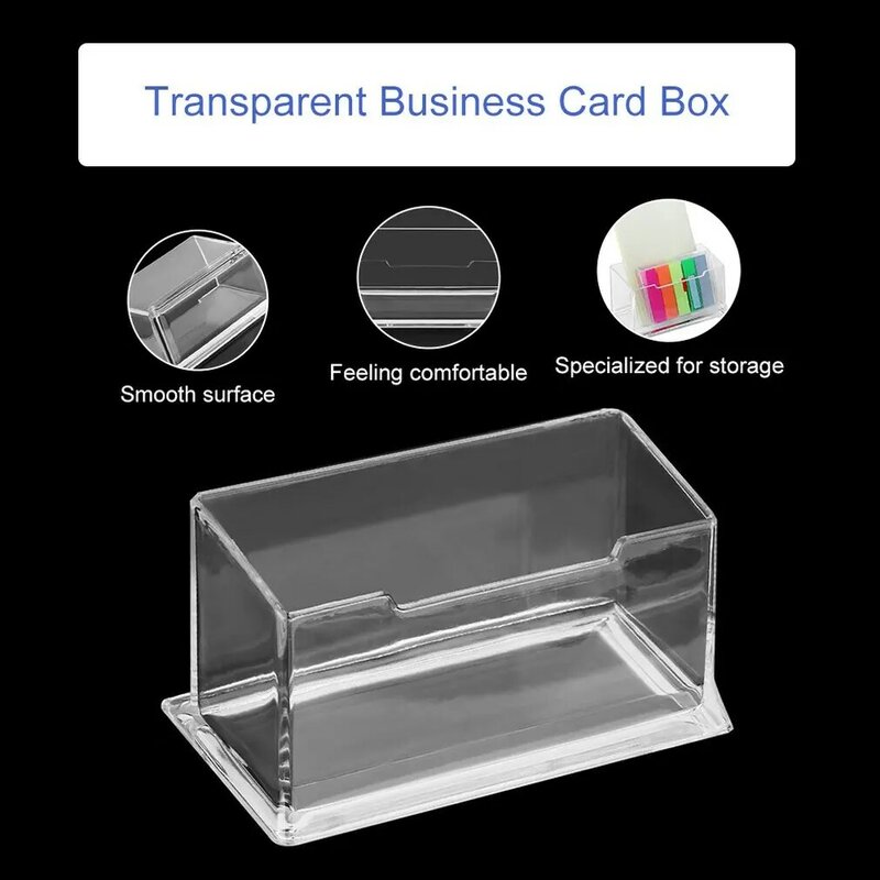 Soporte de exhibición transparente para escritorio, caja de almacenamiento de plástico acrílico para tarjetas de visita, 1 pieza