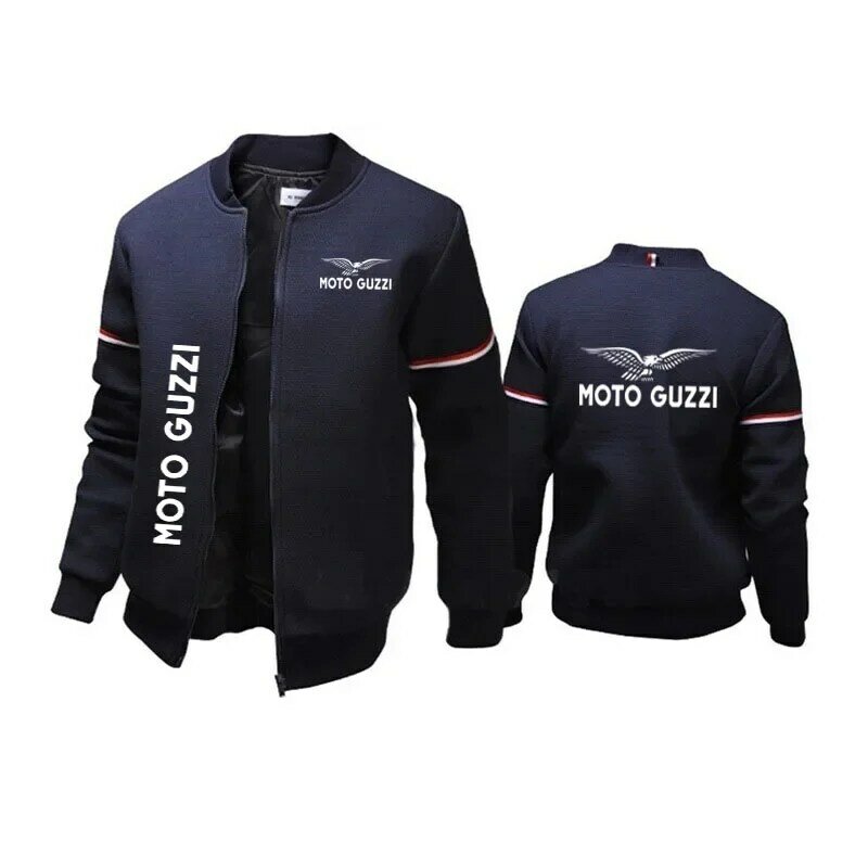 Демисезонная спортивная куртка moto guzzi, Высококачественная однотонная бейсбольная куртка на молнии в стиле Харадзюку, куртка-бомбер