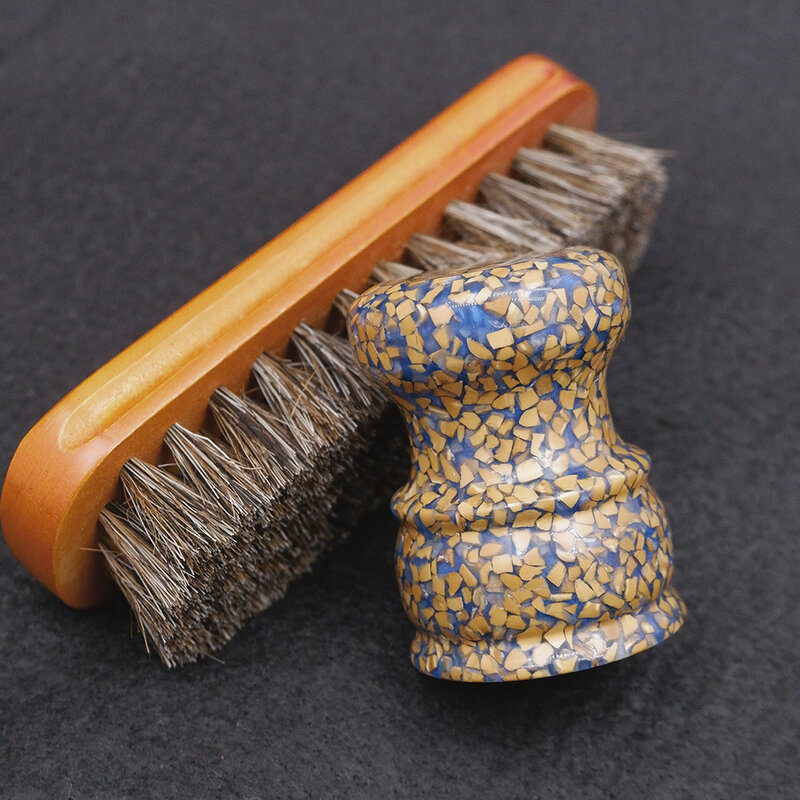 Boti brocha de afeitar con mango, herramientas de afeitado en húmedo, hecho a mano, madera de nogal y resina