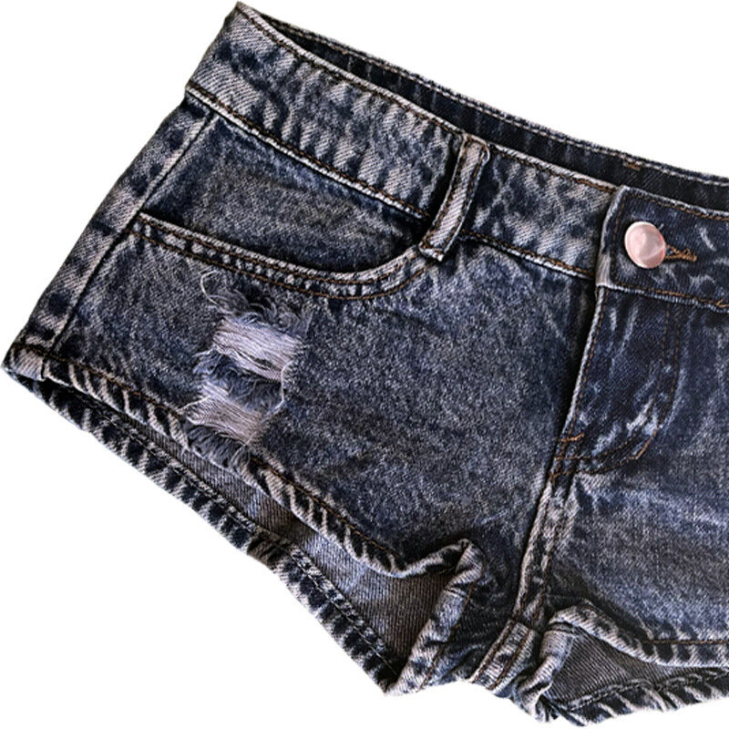شورت جينز قصير مثير بخصر منخفض للسيدات سراويل قصيرة للنوادي الليلية والبارات والشواطئ