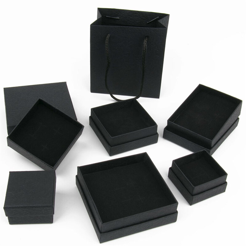 Caja de embalaje de joyería de papel Kraft, organizador de regalos de boda, contenedor Simple, caja de almacenamiento de joyería