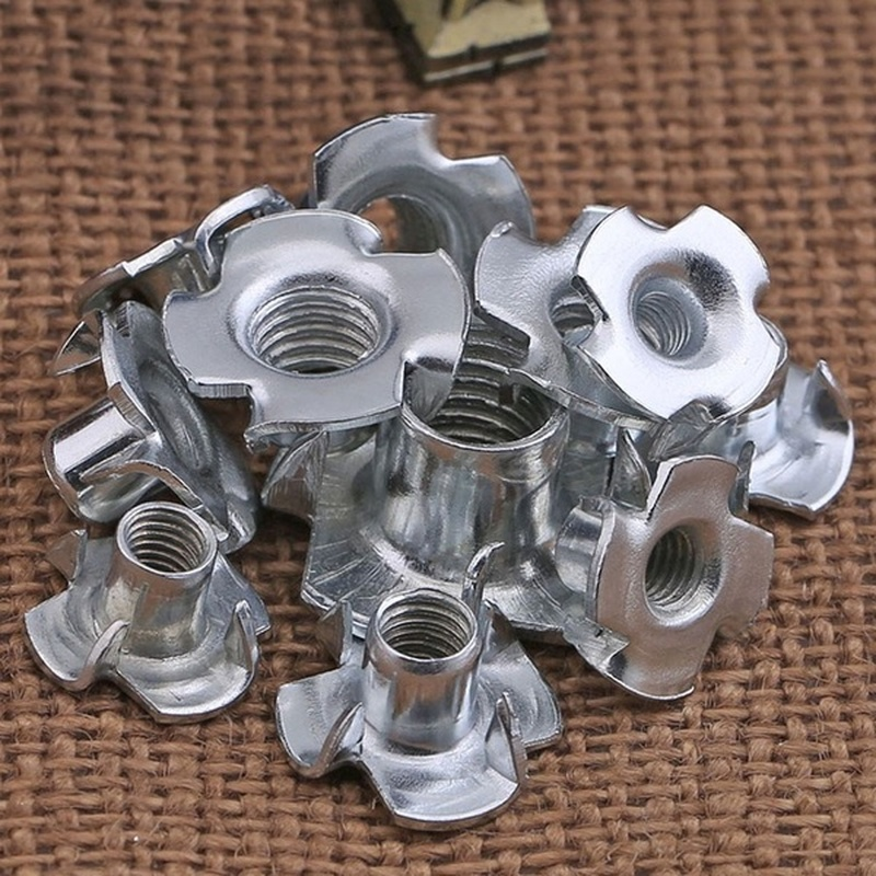 10PCS M3/M4/M5/M6/M8/M10 T Nuts Blind Inserts Carbon Steel Four Pronged Nut carpentry tools For wooden Fasteners