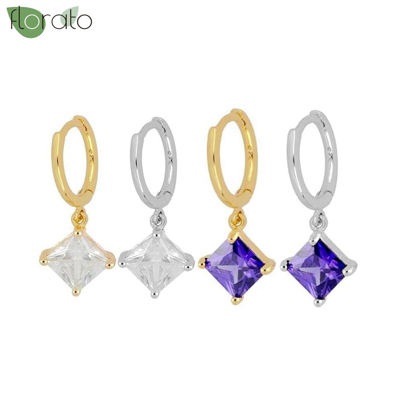 925 prata esterlina agulha roxo cristal estrela pingente hoop brincos para mulheres moda brincos de ouro alta luxo jóias presentes