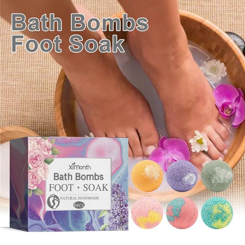 6 Pcs Bath Foot Bombs Set Sea Salt Baking Soda Foot Balls for Dry Cracked Peeling Dead Skin