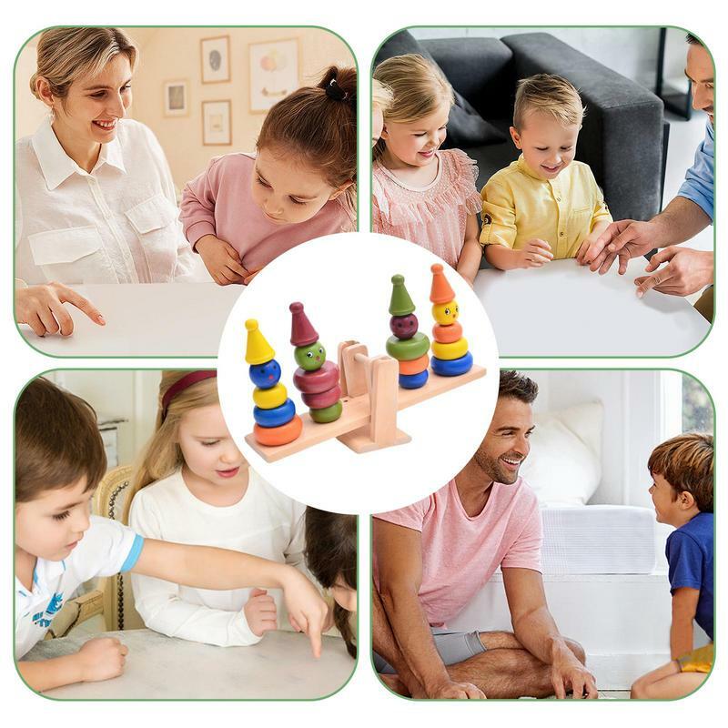 Equilíbrio de madeira para bebê, Brinquedos De Blocos De Empilhamento, Desenvolvimento Cognição, Brinquedo Educativo Montessori