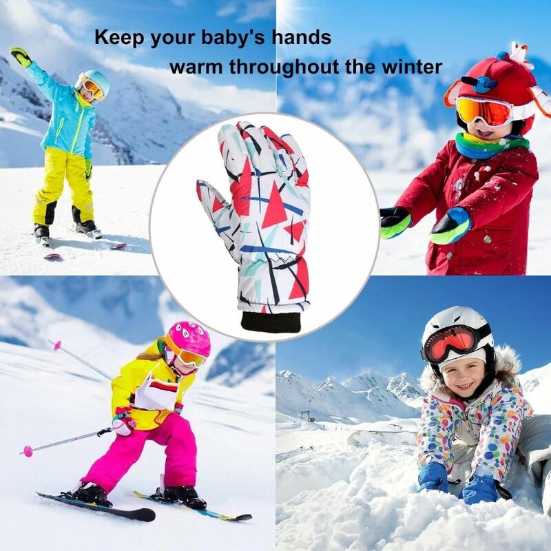 Luvas quentes impermeáveis ao ar livre para meninos e meninas, Luvas de esqui na neve, Snowboard Warmth Tools, Tempo frio, Inverno