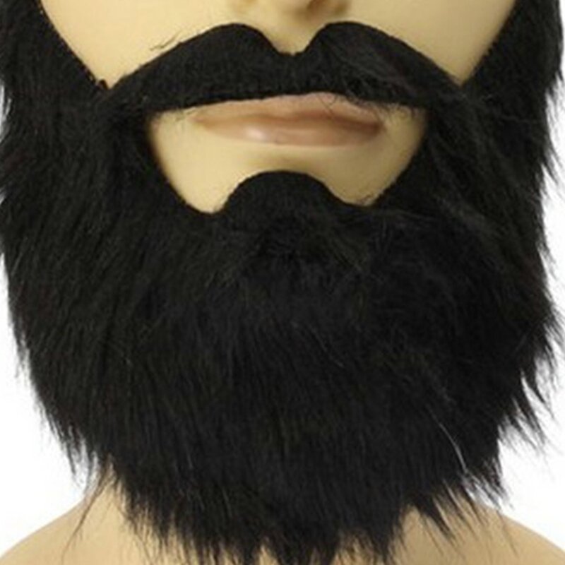 Y166 Barba falsa Halloween, bigotes falsos divertidos, disfraz bigotes, accesorios disfraz vello con cuerda