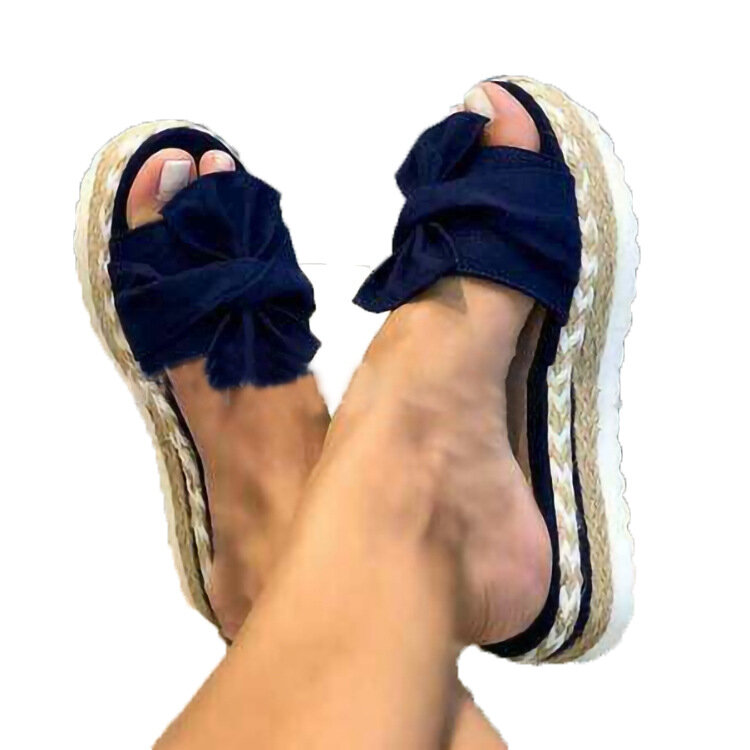 Plus rozmiar klapki damskie letnie ryby Peep Toe Bow moda buty na plażę platforma średnie obcasy odkryte damskie sandały darmowa wysyłka