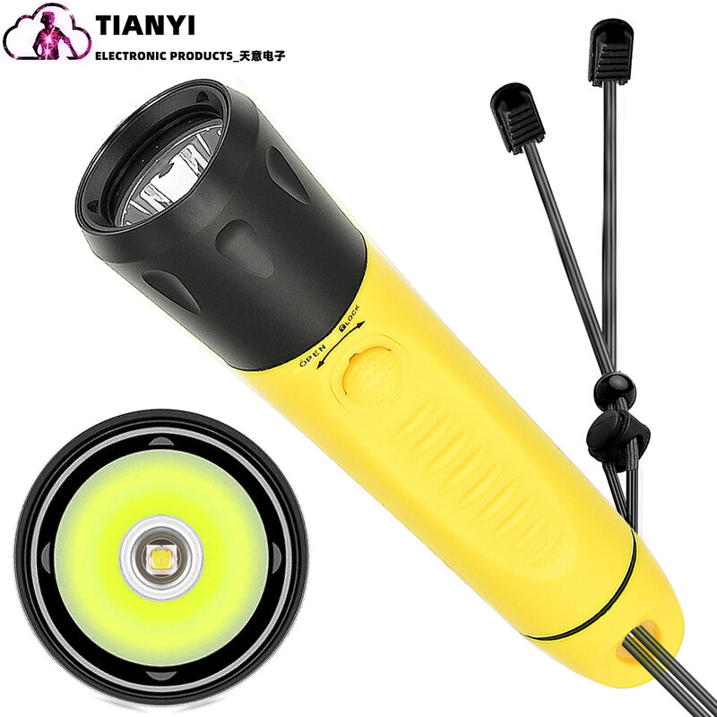 XM L2 LEDIPX68 waterproof underwater 100 meter diving light with built-in 6000mAh rechargeable battery, scuba diving flashlight