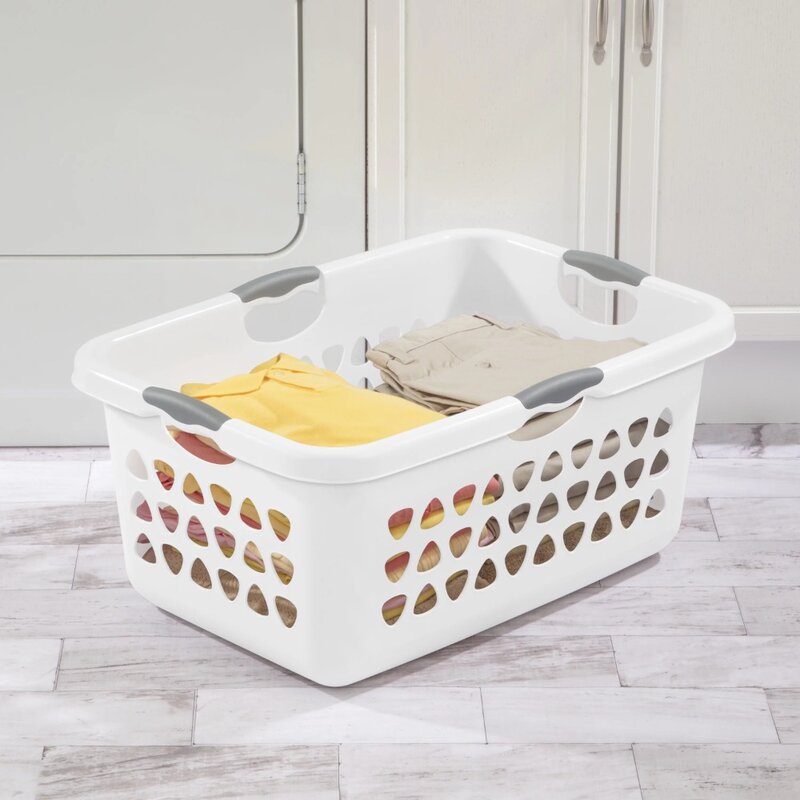 2 Bushel Ultra Laundry Basket Plastic, White, Set of 4