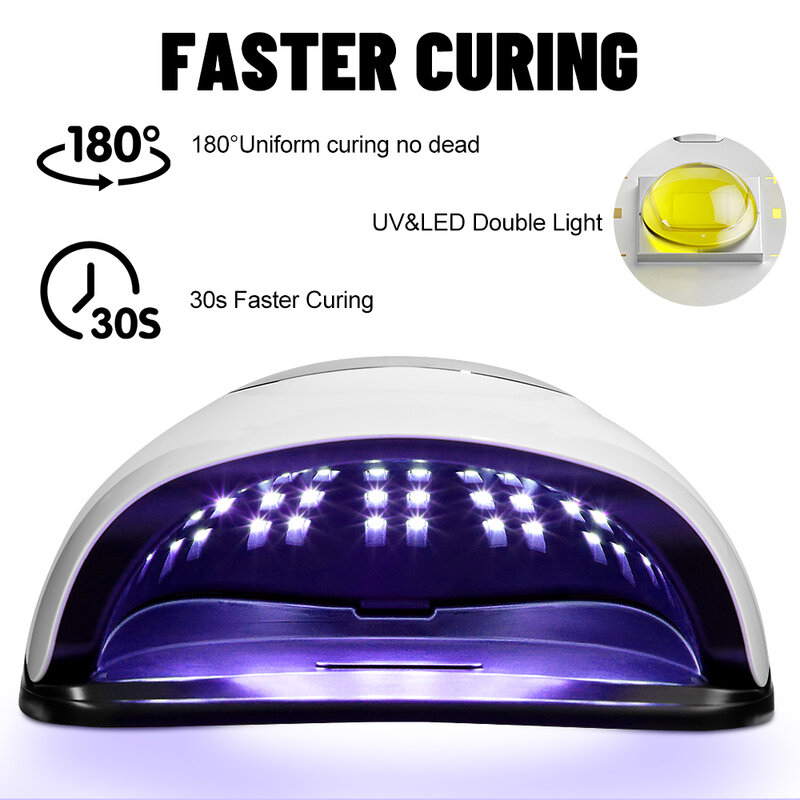 Secador de unhas poderoso com grande tela sensível ao toque, lâmpada LED para cura de esmalte, lâmpada de secagem profissional 72LEDs 320W