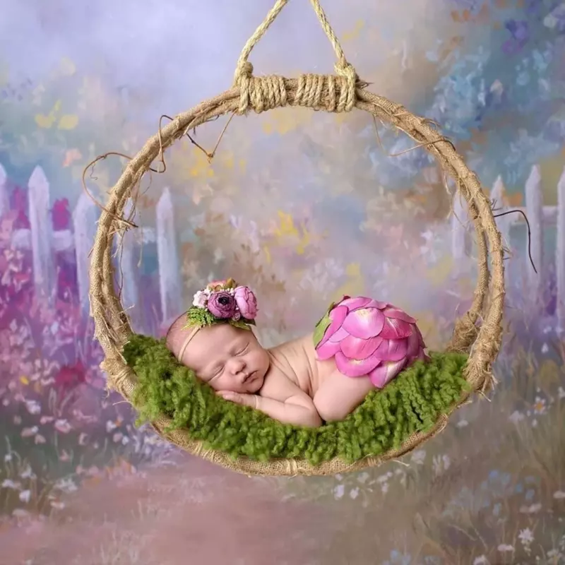 Schattige Baby Bloemvormige Hoofddeksels Fotokleding Pasgeboren Volle Maan Een Jaar Cadeau Souvenir Foto 'S Accessoires Rekwisieten