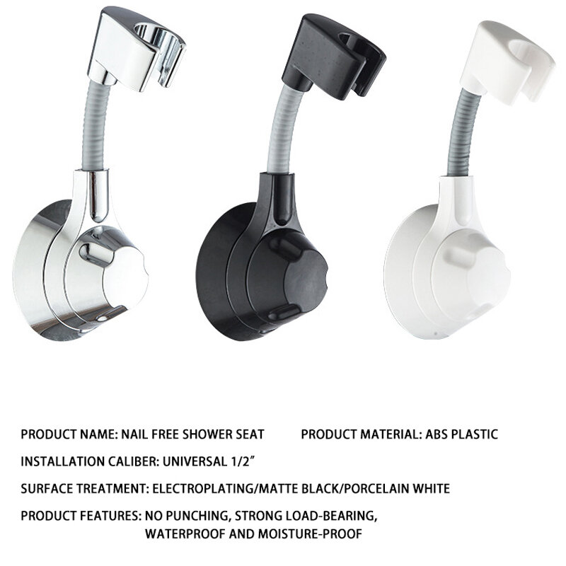 Suction Cup Shower Head Holder Adjustable Shower Head Support Punch Free Multi Angle Rotation Shower Bracket