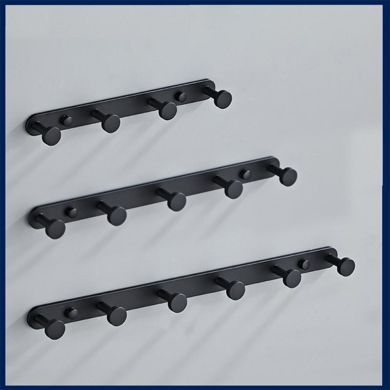 Ganchos de acero inoxidable negro mate cepillado, accesorios de baño, gancho para bata redondo montado en la pared, 4/5 ganchos