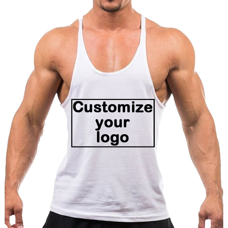 Męskie Tank Top Fitness mięśniowe bez rękawów dostosowywanie Logo Fitness sportowe czyste bawełniane koszulka Top bez rękawów