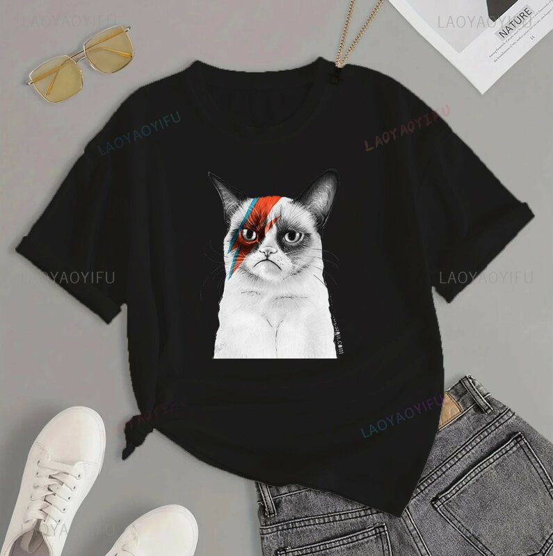 Camiseta estampada para gatinhos e cachorrinhos, blusa de manga curta, casual, moda kawaii, diversão diária, roupa feminina