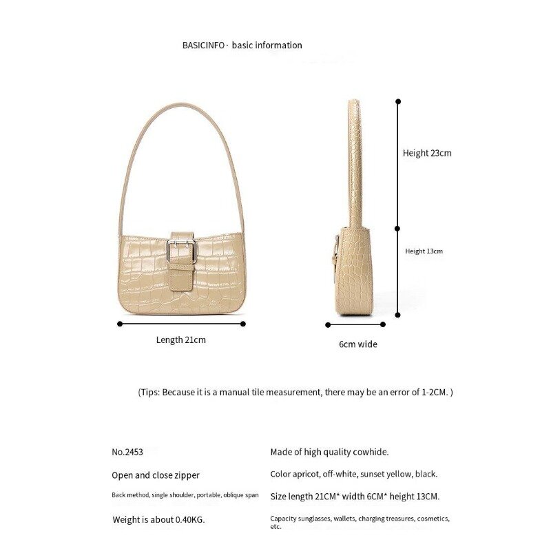 Tas wanita portabel kulit buaya mewah baru tas tangan satu bahu Retro klasik desain rasa atasan datar