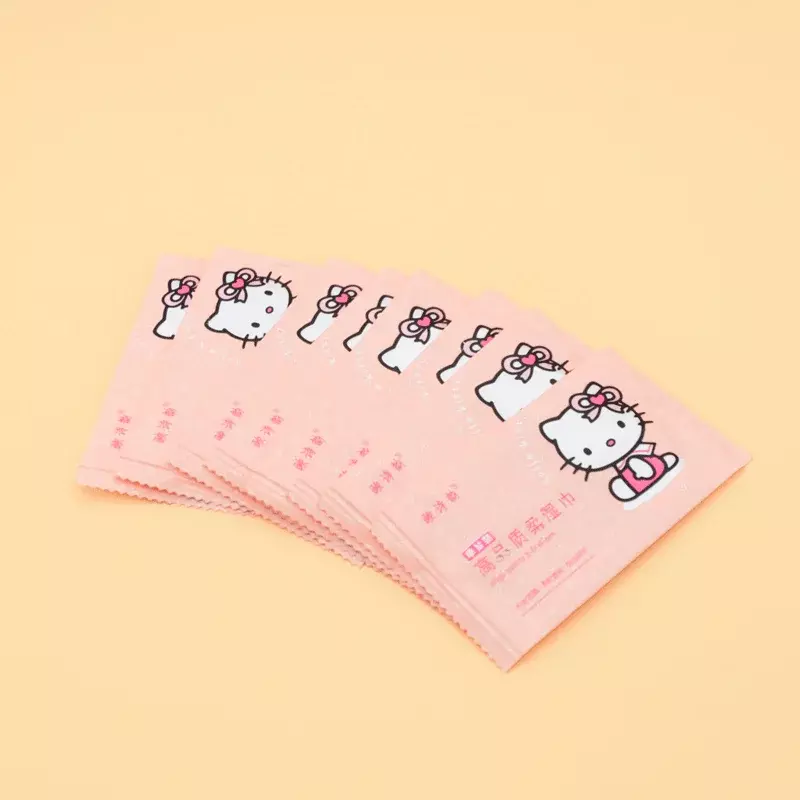 Sanrio Hello Kitty Wet Wipes, Anime Kawaii Bonito, Embalagem Independente, Limpeza de Mão e Boca, Brinquedos para Jardim Infantil, Estudante, Y2K