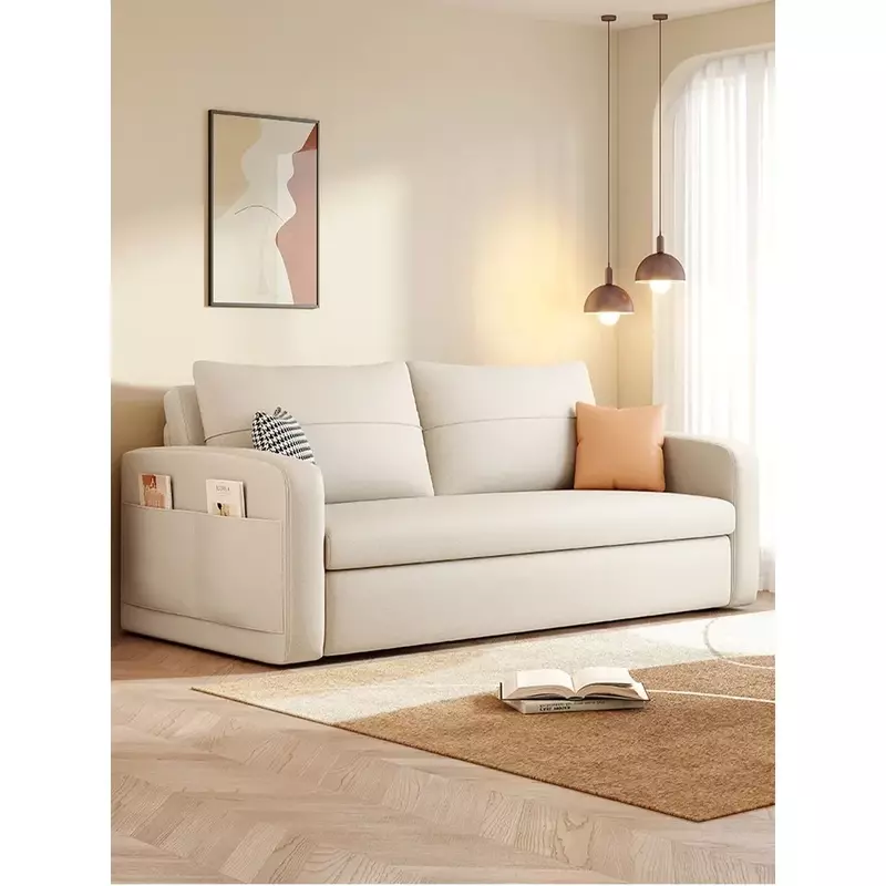 Canapé-lit de luxe léger, tissu technologique, double usage, tr/min, petite unité de salon, deux personnes, ménage assis et dormeur