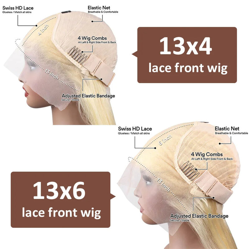 Парики женские прямые из натуральных человеческих волос, 13x 6, 13x 4
