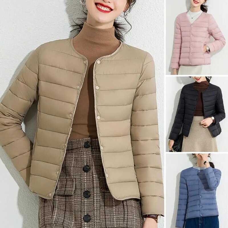 Women Fall Winter Coat Padded Single-breasted Cardigan Women Outerwear Thick Warm Soft Windproof Lady Down Coat