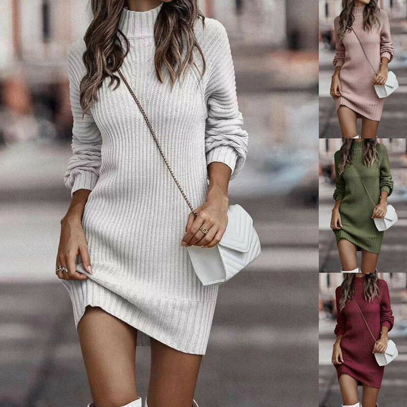 2023 new Autumn Winter High necked Knife sweater women's long sleeved sweater dress Fashion clothing