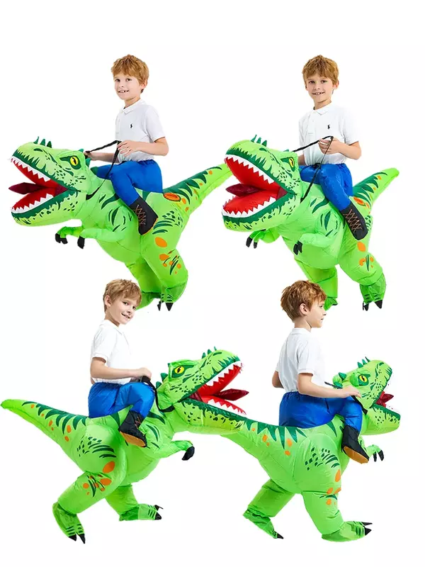زي تنكري ديناصور أخضر قابل للنفخ ، حفلة موضوع عطلة الهالوين ، طفل مضحك بالغ ، فستان تنكري للأطفال ، تخفيضات كبيرة جديدة